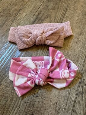 Kids Pink Knot Headband Duo - Solid & Patterned Styles